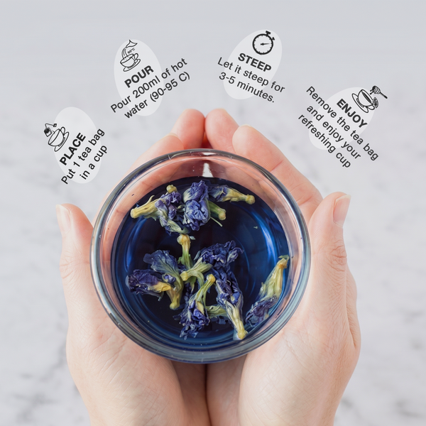 Pure Focus Butterfly Pea | Herbal Flower Infusion | 32 Premium Pyramid Tea Bag