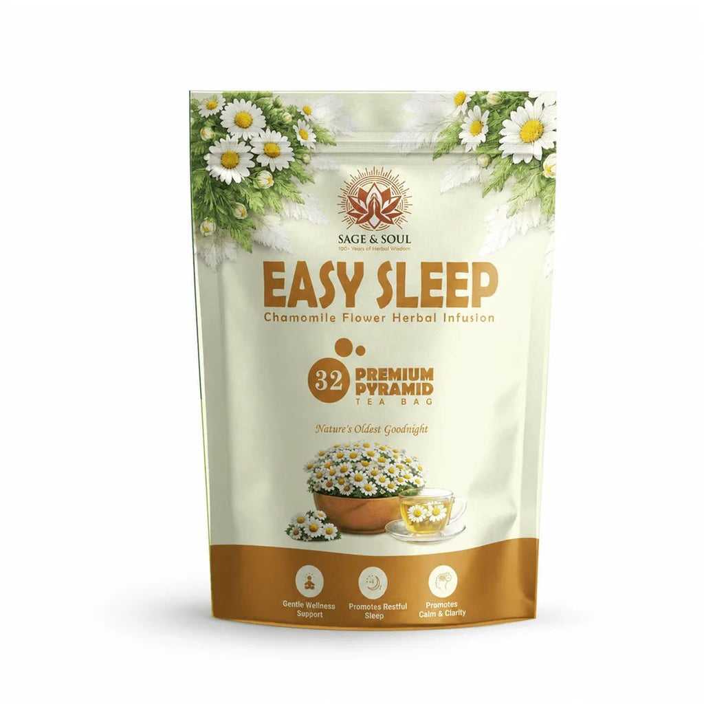 Easy Sleep | Chamomile Flower Infusion | 32 Premium Pyramid Tea Bags - Sage & Soul