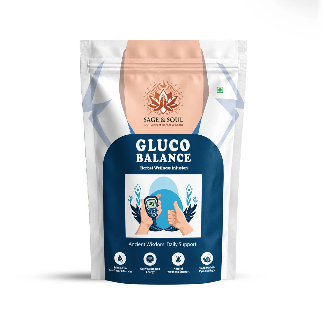 Gluco Balance | Herbal Wellness Infusion | 32 Premium Pyramid Tea Bags