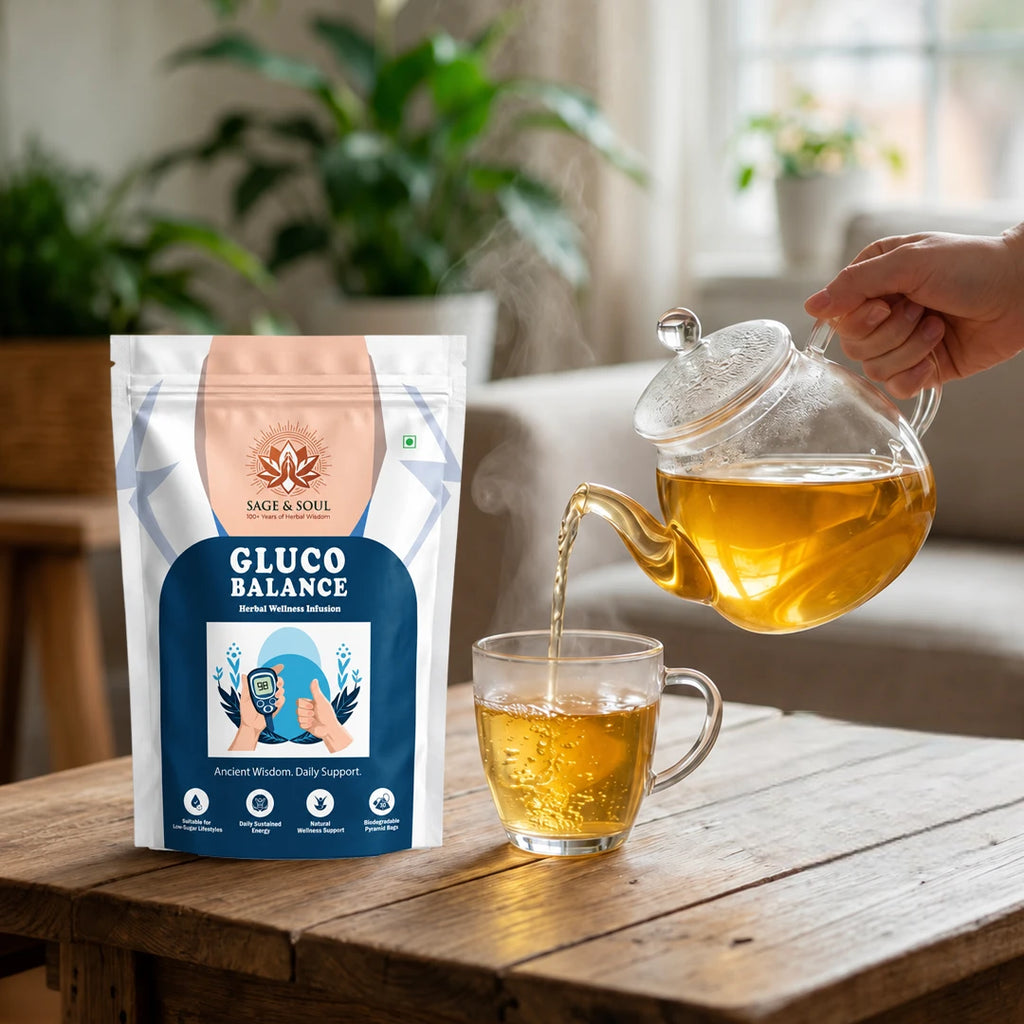 Gluco Balance | Herbal Wellness Infusion | 32 Premium Pyramid Tea Bags
