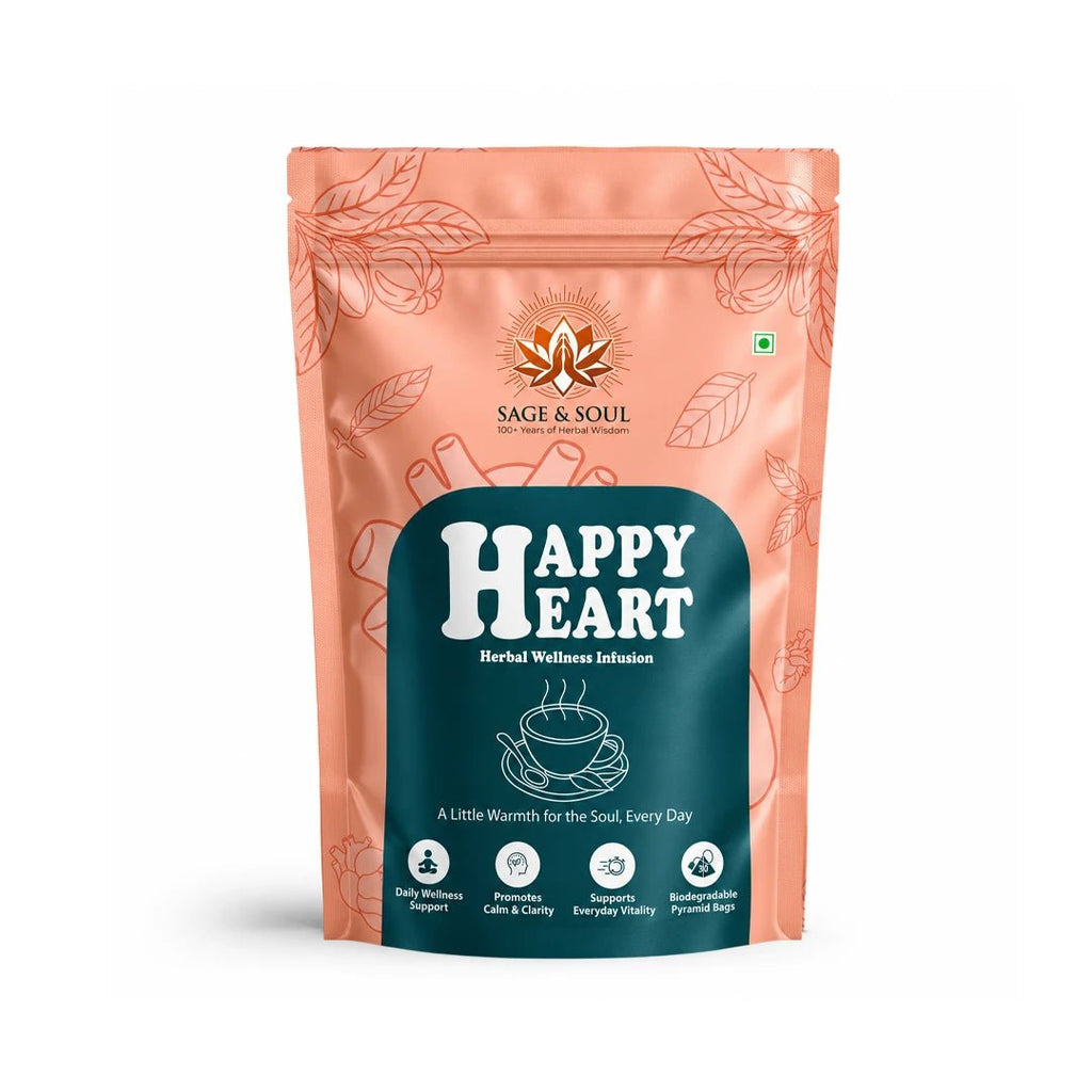 Happy Heart | Circulatory Herbal Wellness Infusion | 30 Premium Pyramid Tea Bags - Sage & Soul