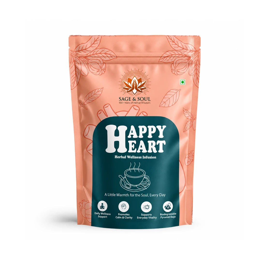 Happy Heart | Circulatory Herbal Wellness Infusion | 30 Premium Pyramid Tea Bags - Sage & Soul