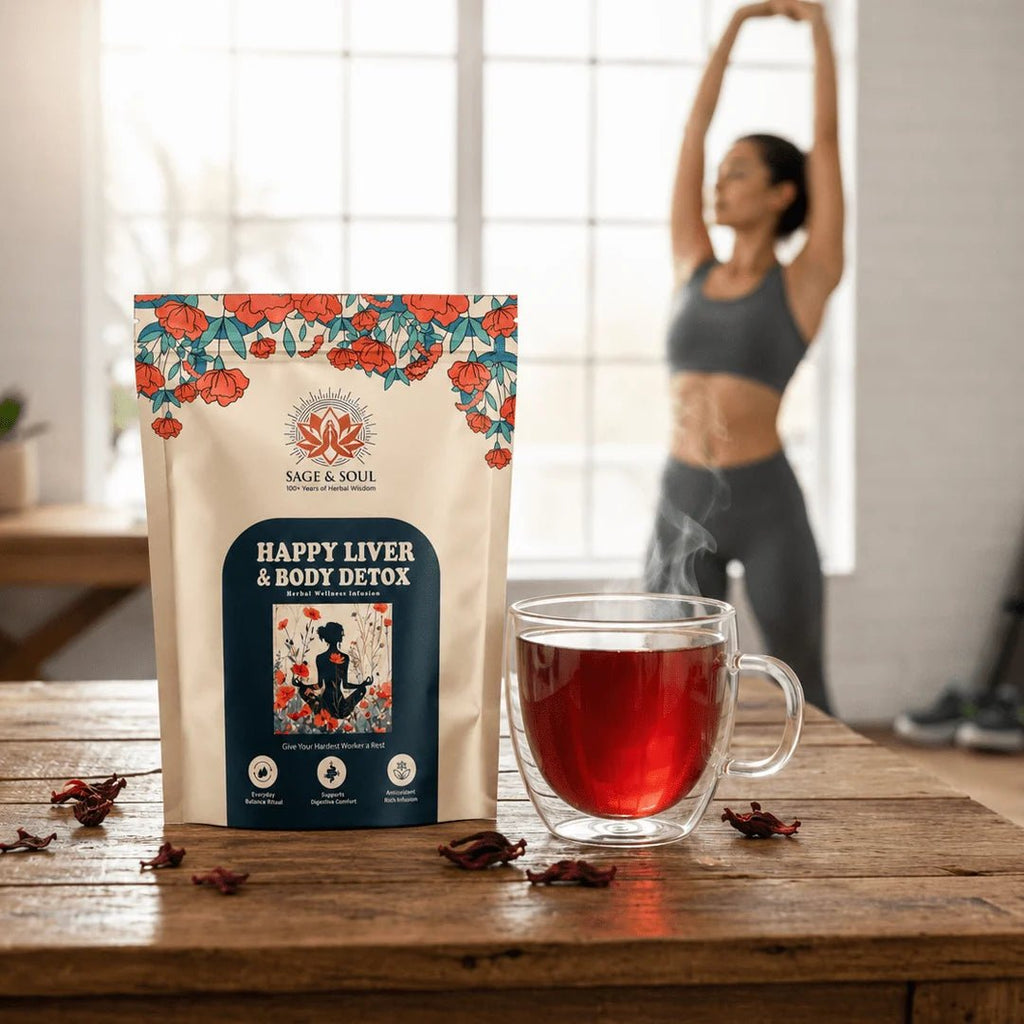 Happy Liver & Body Detox | Herbal Wellness Infusion | 30 Premium Pyramid Tea Bags - Sage & Soul
