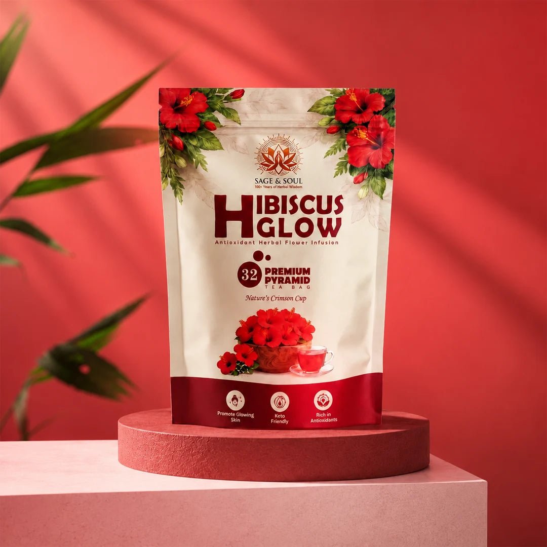 Hibiscus Glow | Antioxidant Herbal Flower Infusion | 32 Premium Pyramid Tea Bags - Sage & Soul