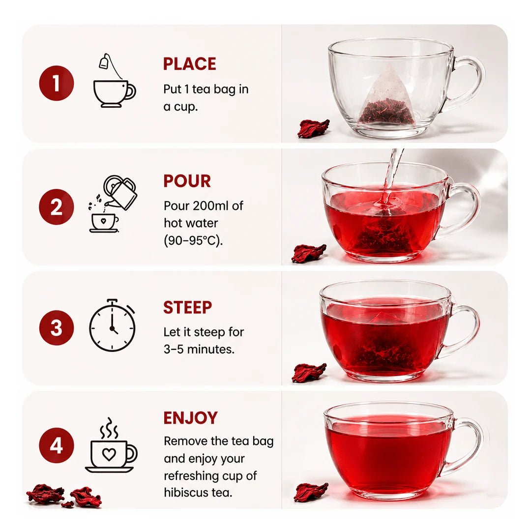 Hibiscus Glow | Antioxidant Herbal Flower Infusion | 32 Premium Pyramid Tea Bags - Sage & Soul