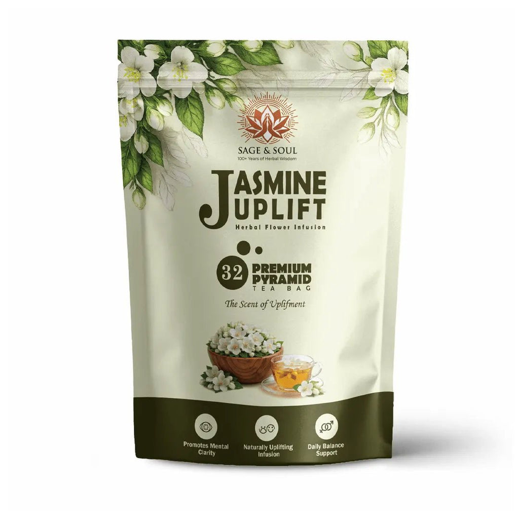 Jasmine Uplift | Floral Mood Support Flower Infusion | 32 Premium Pyramid Tea Bags - Sage & Soul