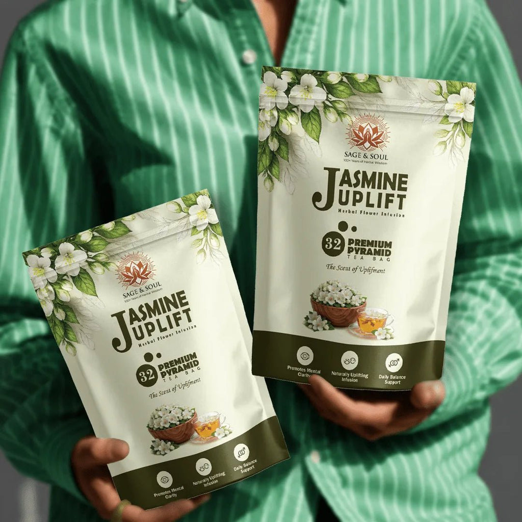 Jasmine Uplift | Floral Mood Support Flower Infusion | 32 Premium Pyramid Tea Bags - Sage & Soul