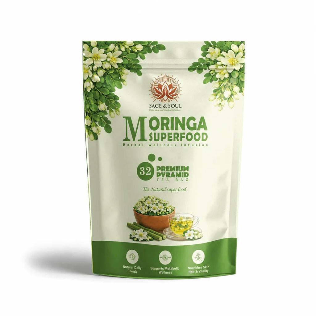 Moringa Superfood | Herbal Wellness Infusion | 30 Premium Pyramid Tea Bags - Sage & Soul