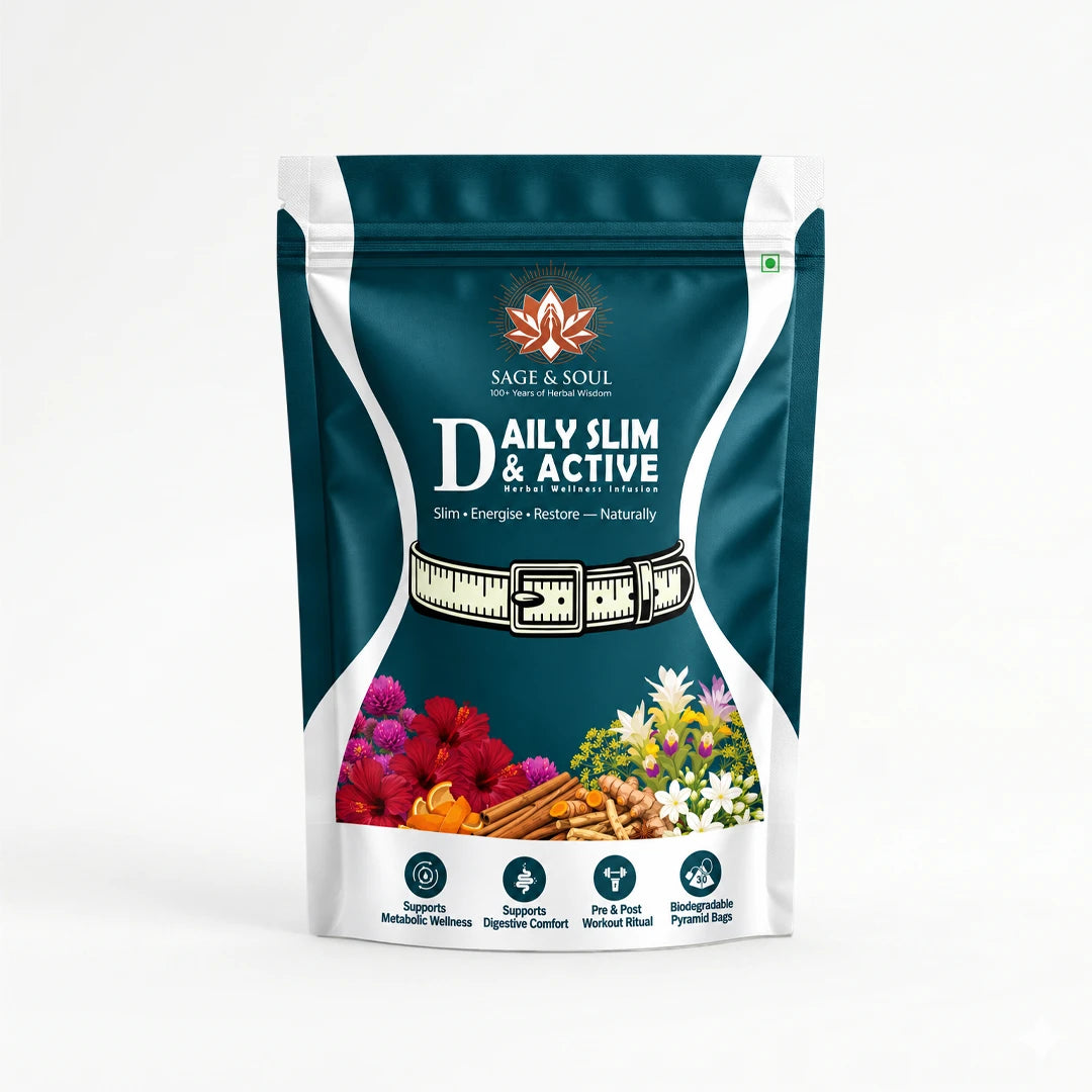 Daily Slim & Active | Herbal Wellness Infusion | 30 Premium Pyramid Tea Bags